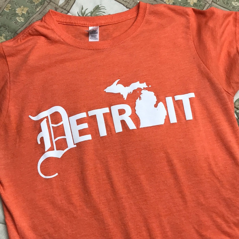 Ladies Orange Detroit T-Shirt